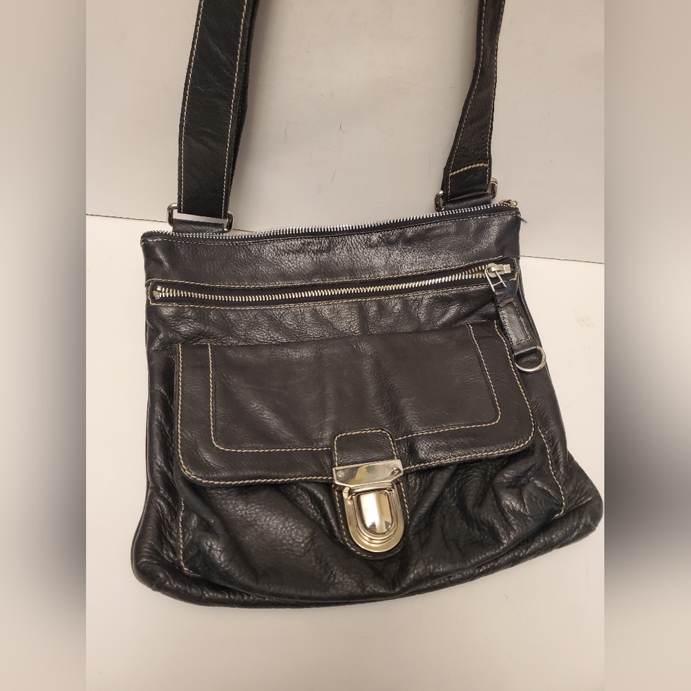 Vintage Roots Black Leather Crossbody Bag